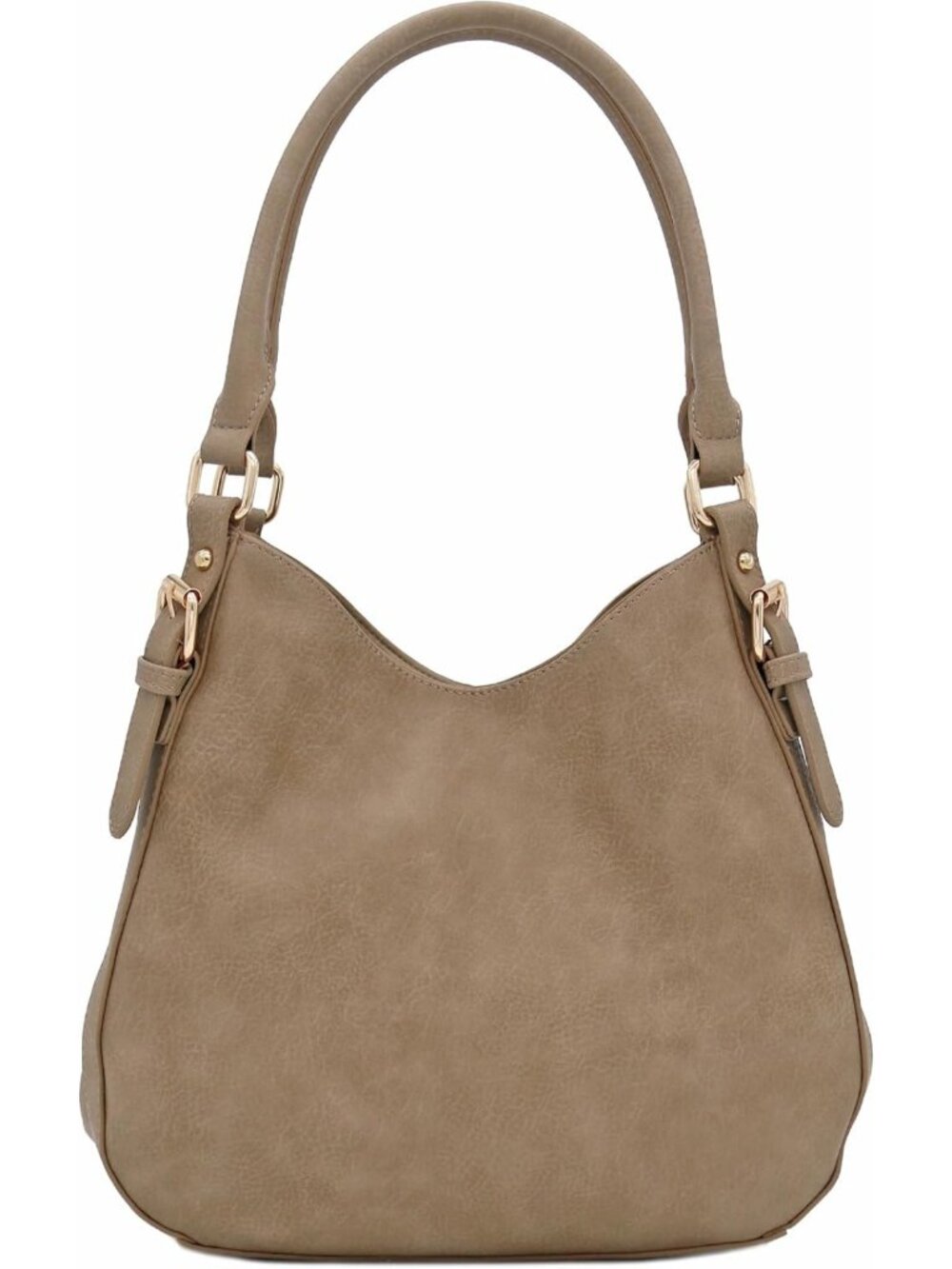 Stylish Lightweight Medium Hobo Bag with 3 Compartments - Faux Leather Chic
